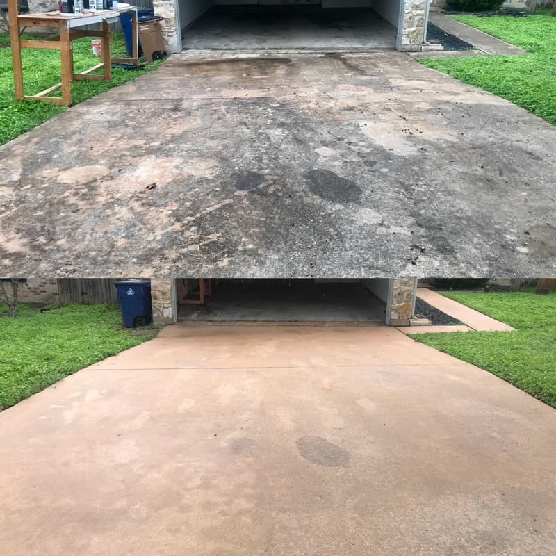 dirty oil driveway pressure wash