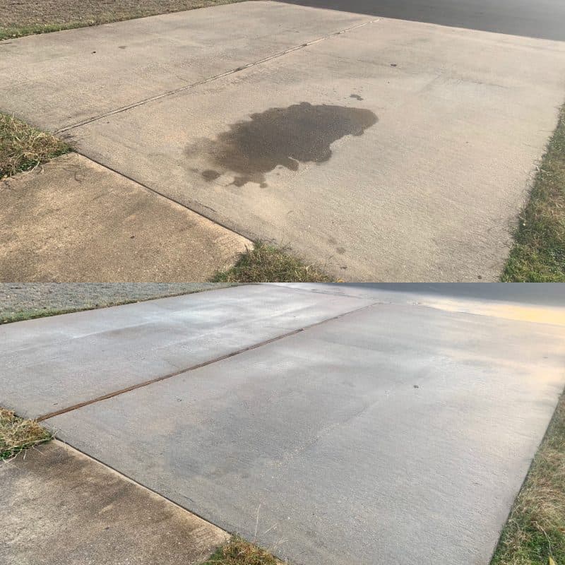 Remove oil stains from deals concrete with pressure washer